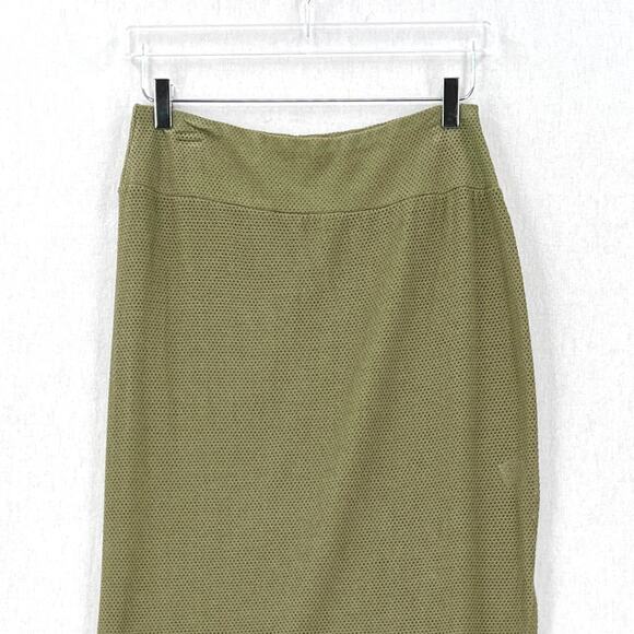 ENZA COSTA Open Knit Midi Skirt Women Medium Green High Rise Stretch Layering - Picture 7 of 16